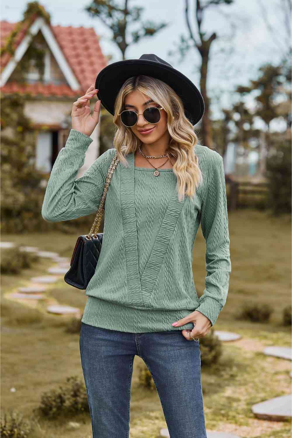 Square Neck Long Sleeve Blouse - Create the impossible