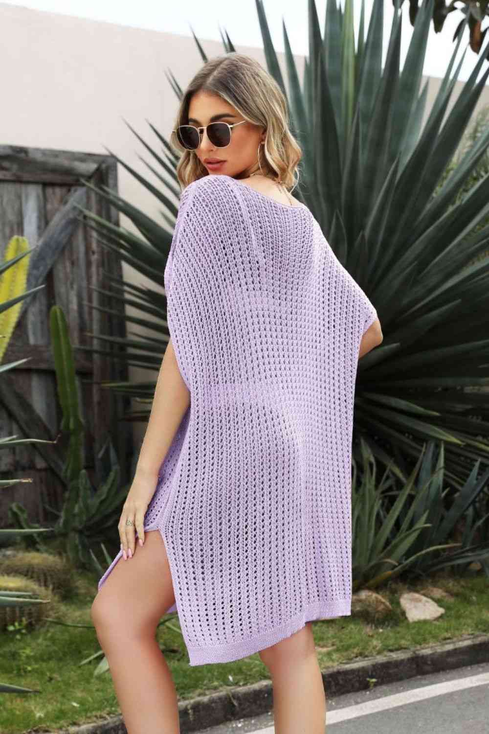 Openwork Side Slit Cover-Up Dress