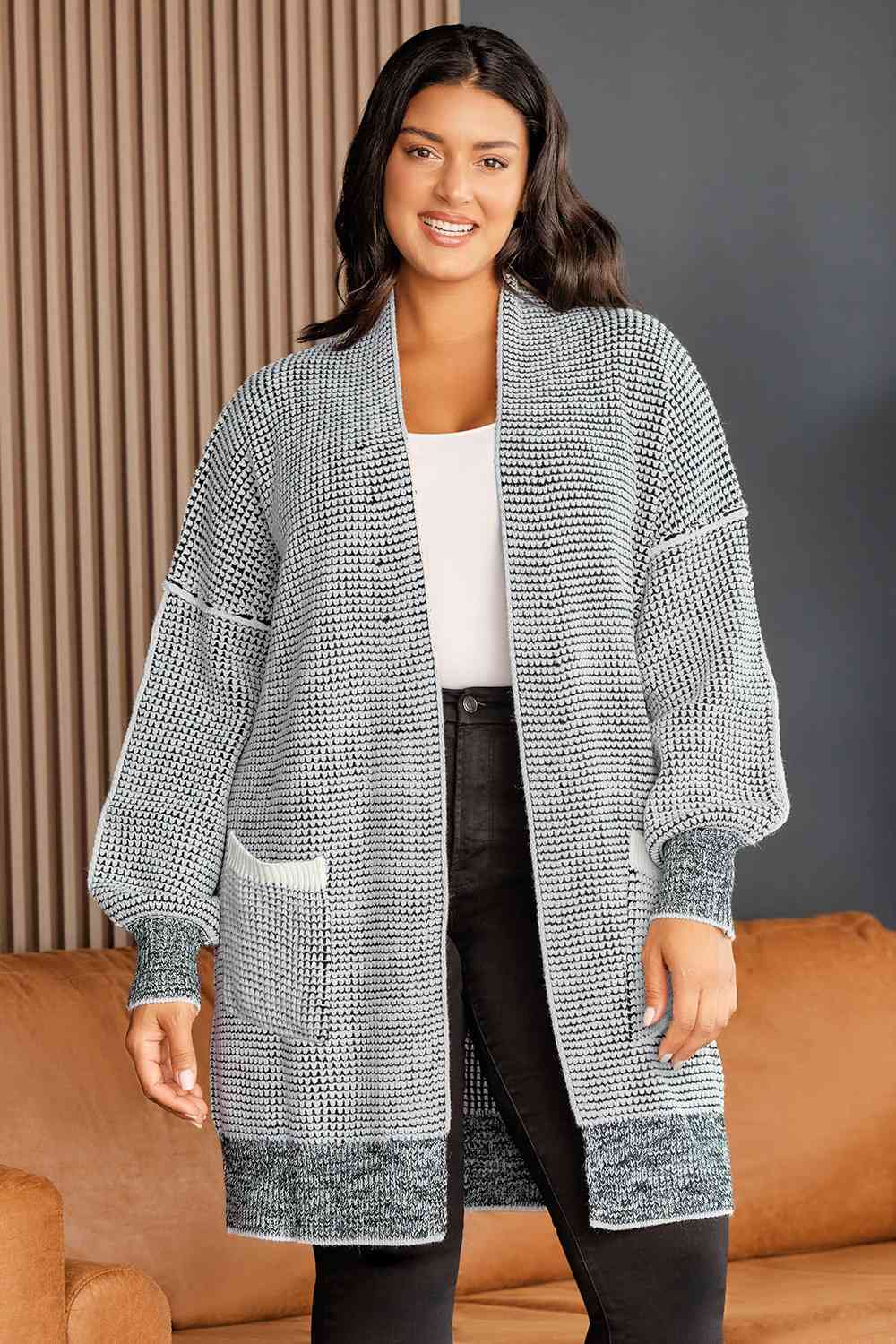 Plus Size Open Front Longline Cardigan - Create the impossible