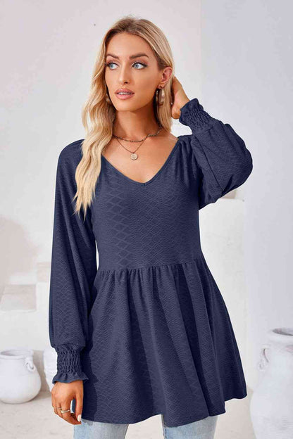 V-Neck Lantern Sleeve Blouse - Create the impossible