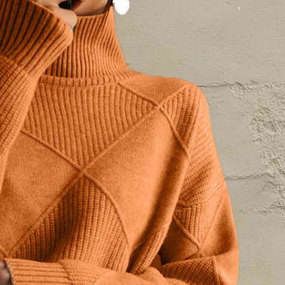 Geometric Turtleneck Long Sleeve Sweater - Create the impossible
