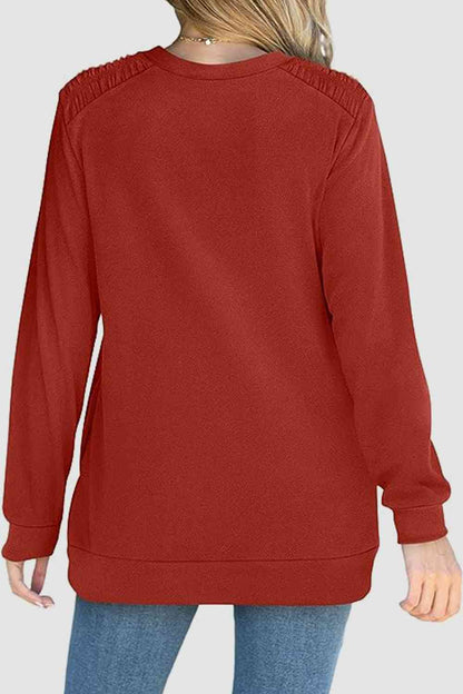 Ruched Round Neck Sweatshirt