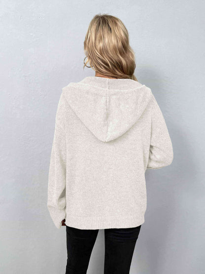 Button-Down Long Sleeve Hooded Sweater - Create the impossible