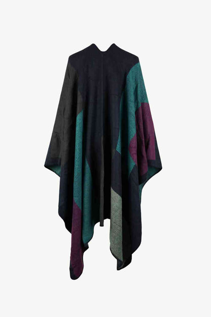 Color Block Open Front Poncho