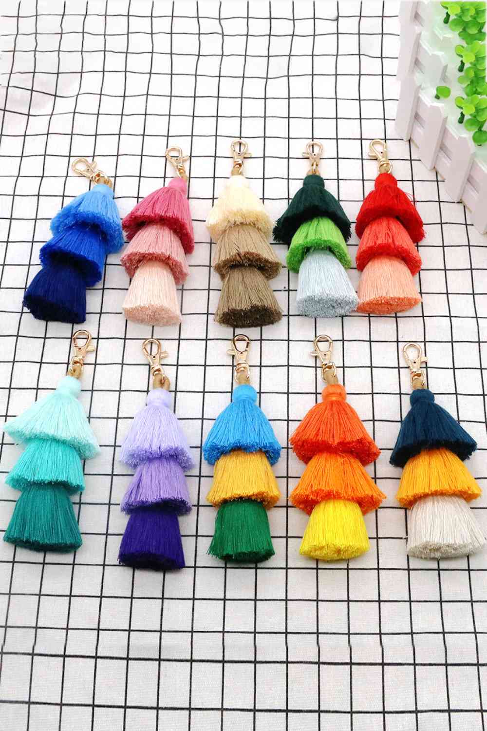 Assorted 4-Pack Multicolored Fringe Keychain - Create the impossible