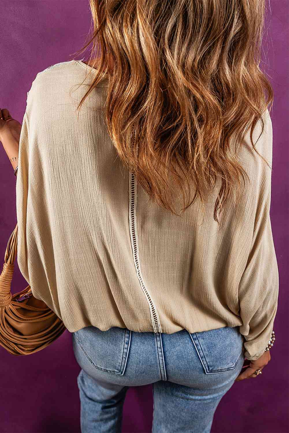 V-Neck Lace Detail Slit Blouse - Create the impossible