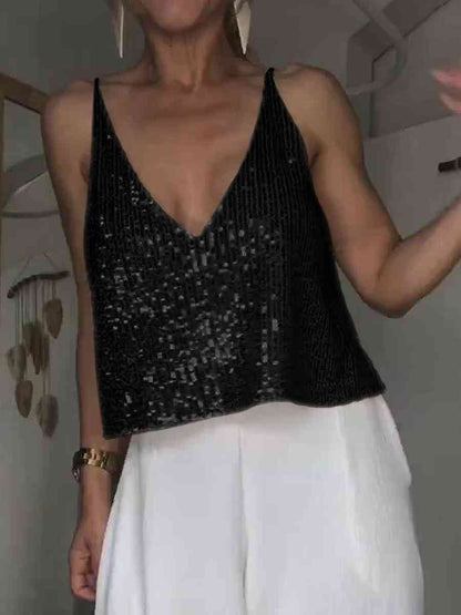 Sequin Deep V Tank