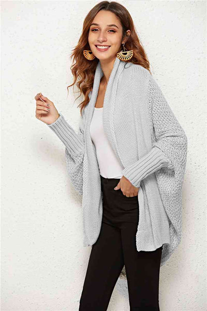 Open Front Dolman Sleeve Longline Cardigan