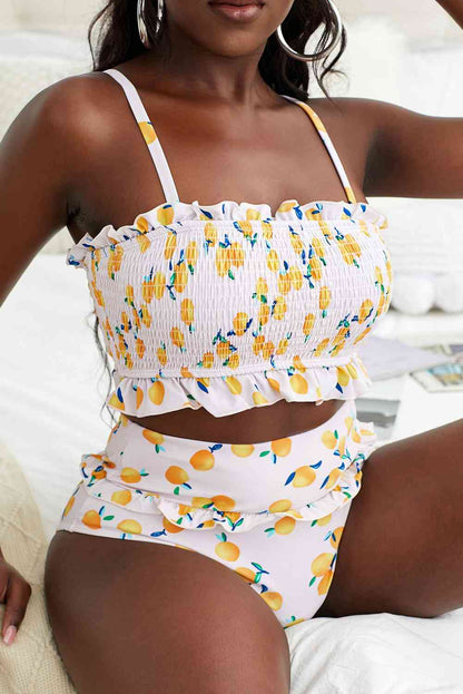 Fruit Print Frilled Bikini Set