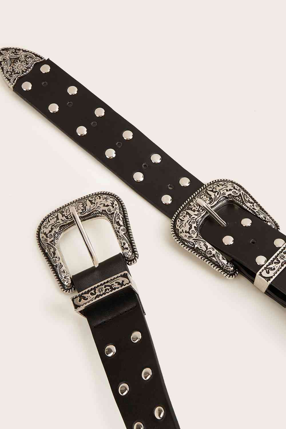 Double Row Studded PU Leather Belt