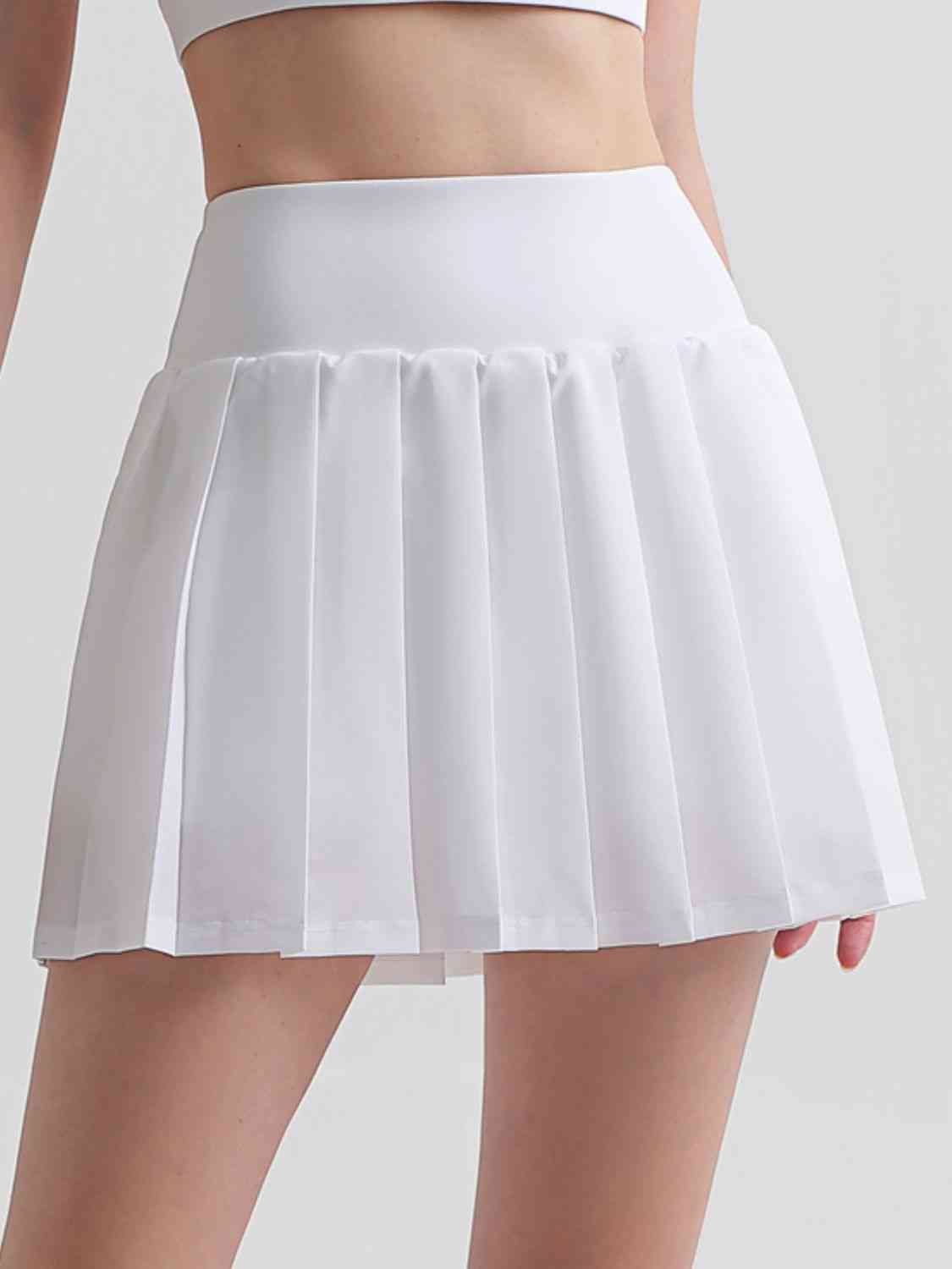 Pleated Elastic Waistband Sports Skirt