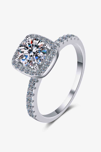 2 Carat Moissanite Square Halo Ring