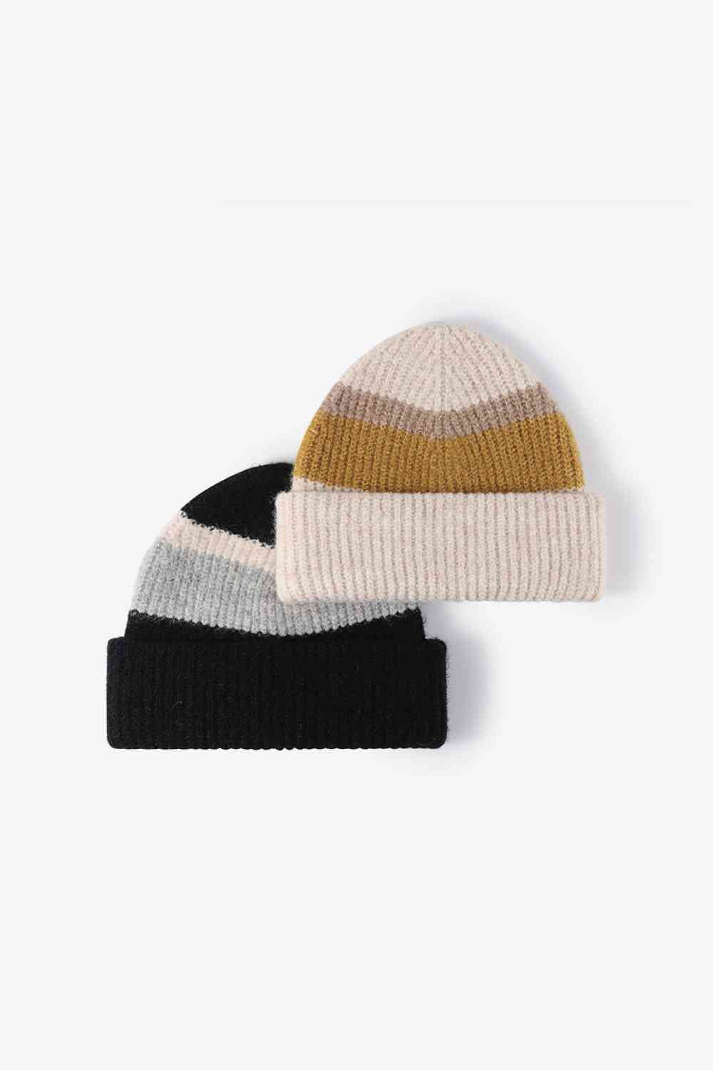 Tricolor Cuffed Knit Beanie