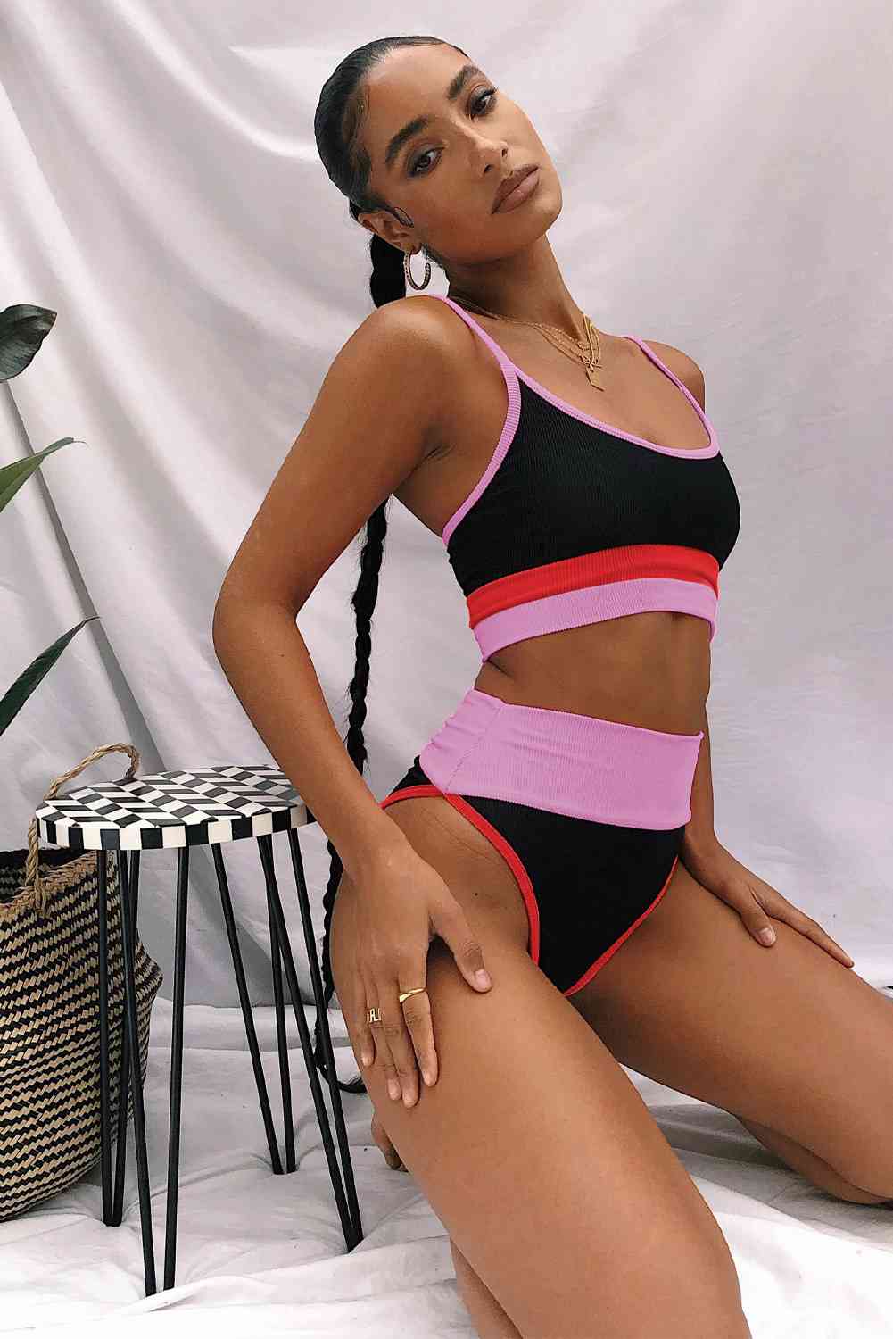 Color Block Spaghetti Strap Two-Piece Swim Set - Create the impossible