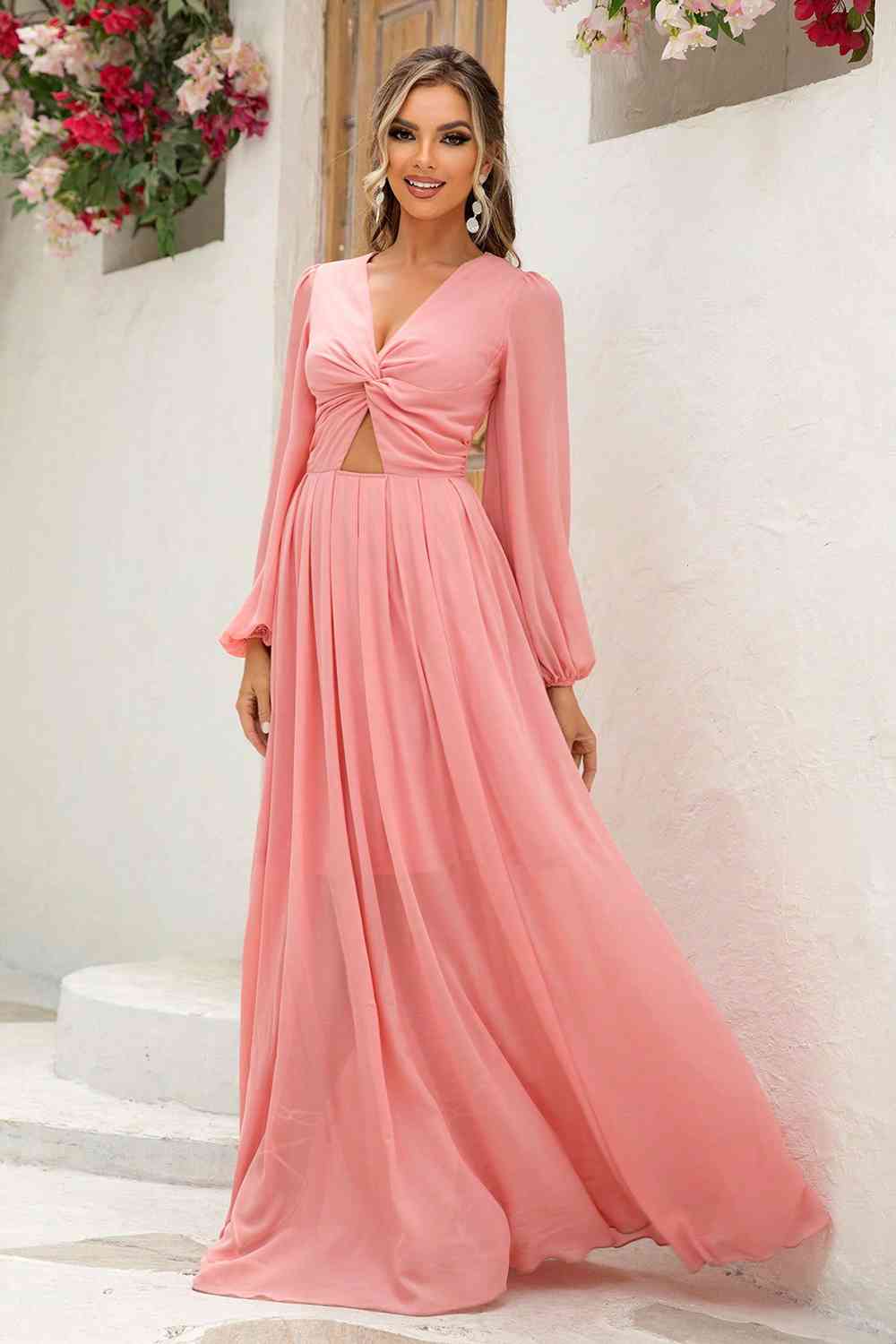 Twist Front Cutout Long Sleeve Dress - Create the impossible