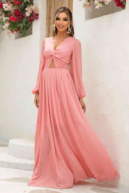Twist Front Cutout Long Sleeve Dress - Create the impossible