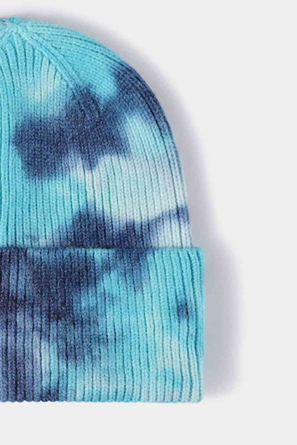 Tie-Dye Cuffed Rib-Knit Beanie Hat