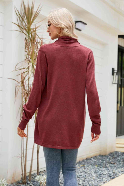 Open Front Long Sleeve Longline Cardigan
