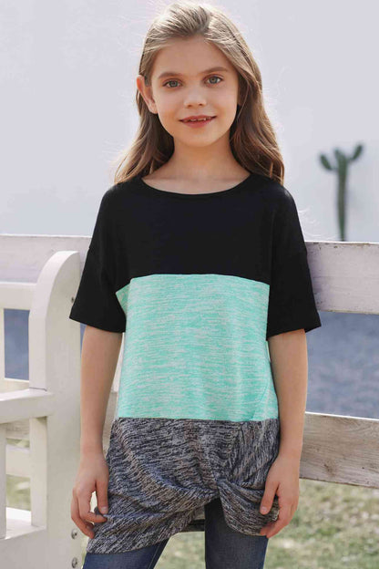 Girls Color Block Twisted Tunic Tee