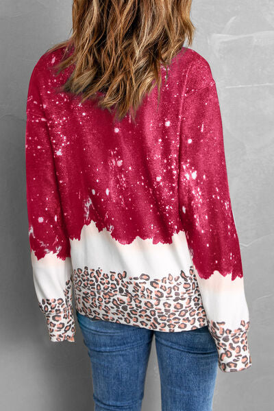 IN MY MERRY ERA Leopard Round Neck Sweatshirt