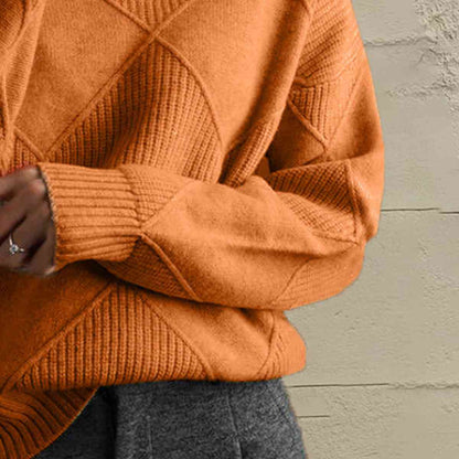 Geometric Turtleneck Long Sleeve Sweater - Create the impossible