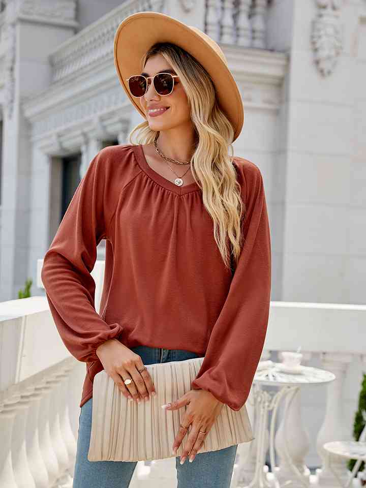 V-Neck Long Sleeve Blouse - Create the impossible