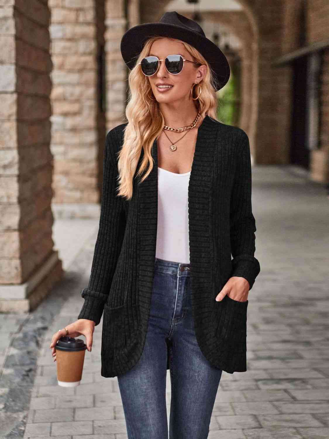 Open Front Cardigan with Pockets - Create the impossible