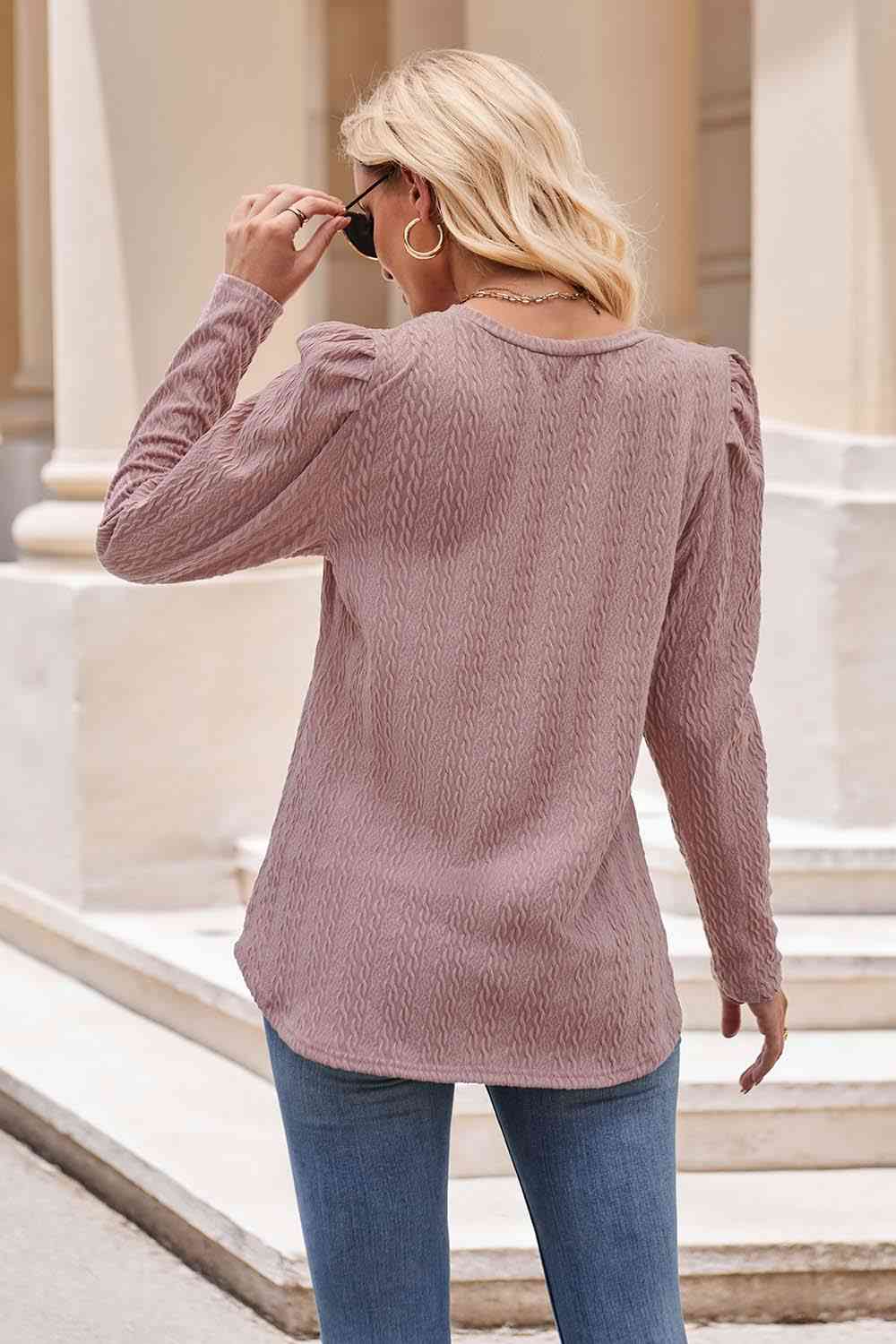 Round Neck Puff Sleeve Blouse - Create the impossible