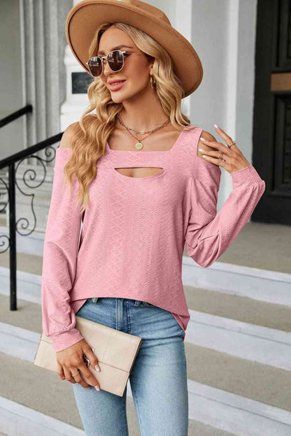 Cold Shoulder Square Neck Cutout Blouse - Create the impossible