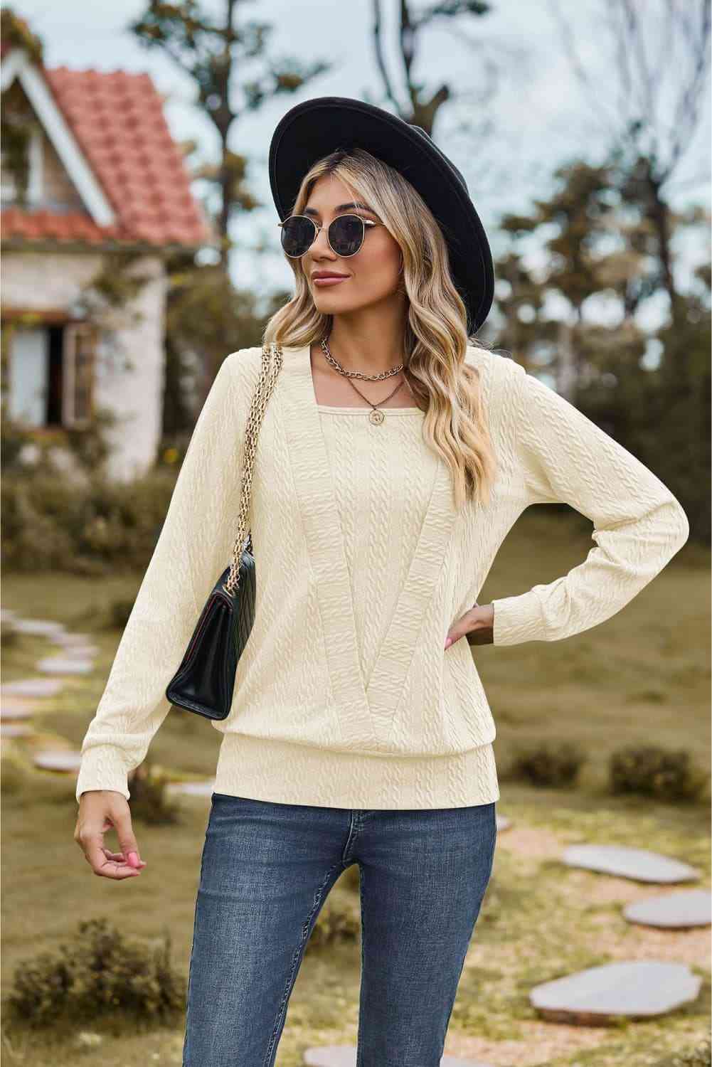 Square Neck Long Sleeve Blouse - Create the impossible