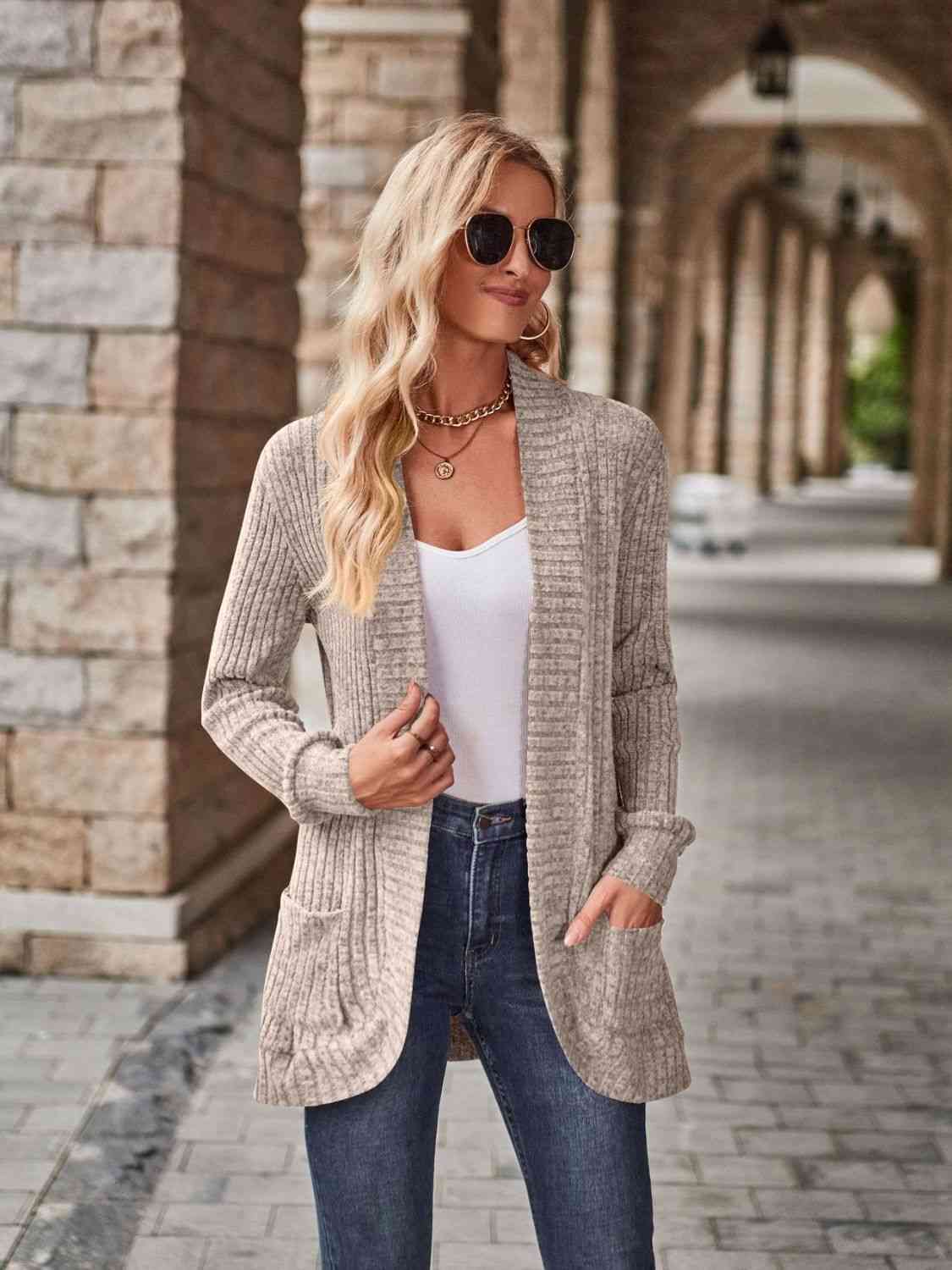 Open Front Cardigan with Pockets - Create the impossible