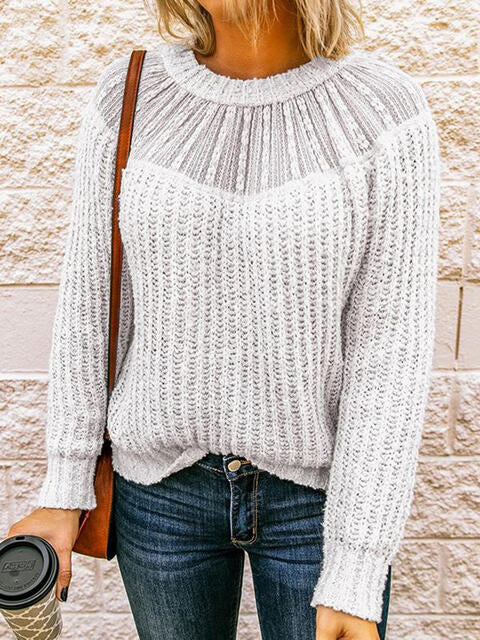 Round Neck Rib-Knit Sweater - Create the impossible