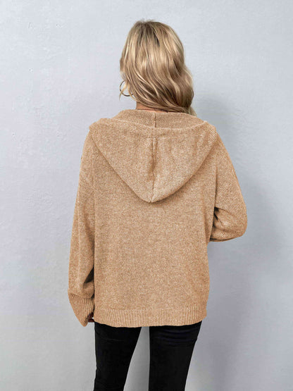 Button-Down Long Sleeve Hooded Sweater - Create the impossible