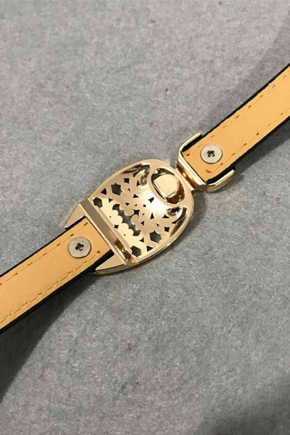 Skinny PU Leather Belt with Alloy Buckle