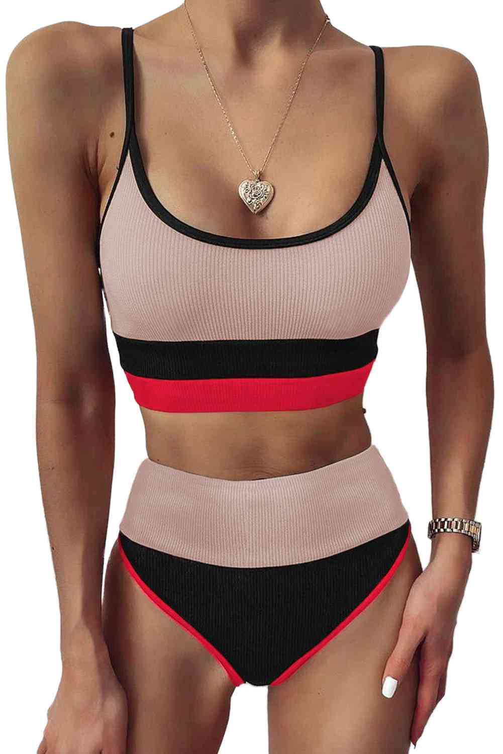 Color Block Spaghetti Strap Two-Piece Swim Set - Create the impossible
