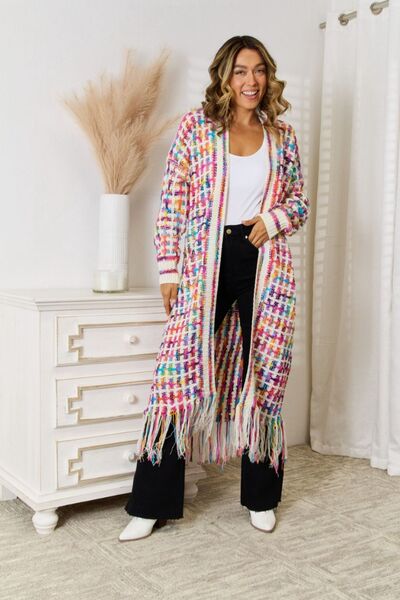 Multicolored Open Front Fringe Hem Cardigan - Create the impossible