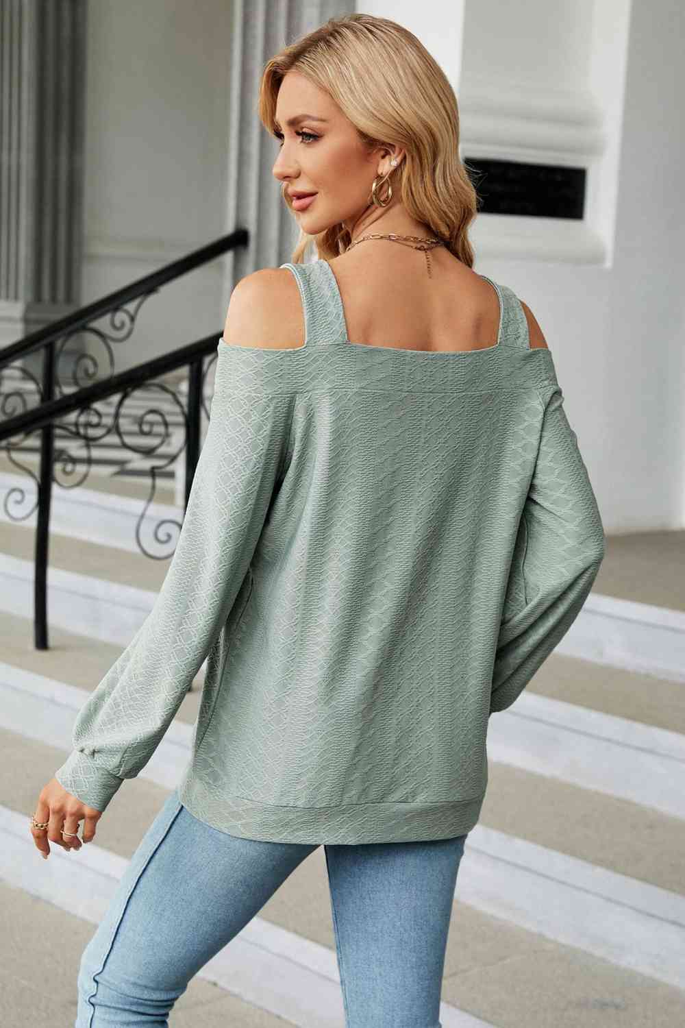 Cold Shoulder Square Neck Cutout Blouse - Create the impossible