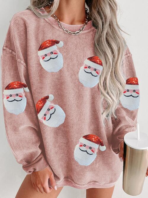 Sequin Santa Patch Ribbed Sweatshirt - Create the impossible