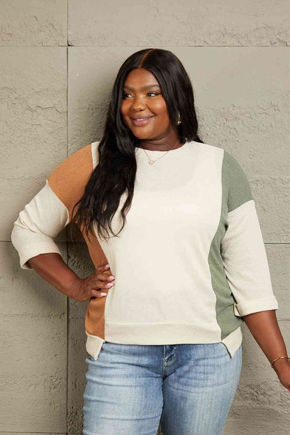 Sew In Love Full Size Tri-Color Pattern Blouse - Create the impossible