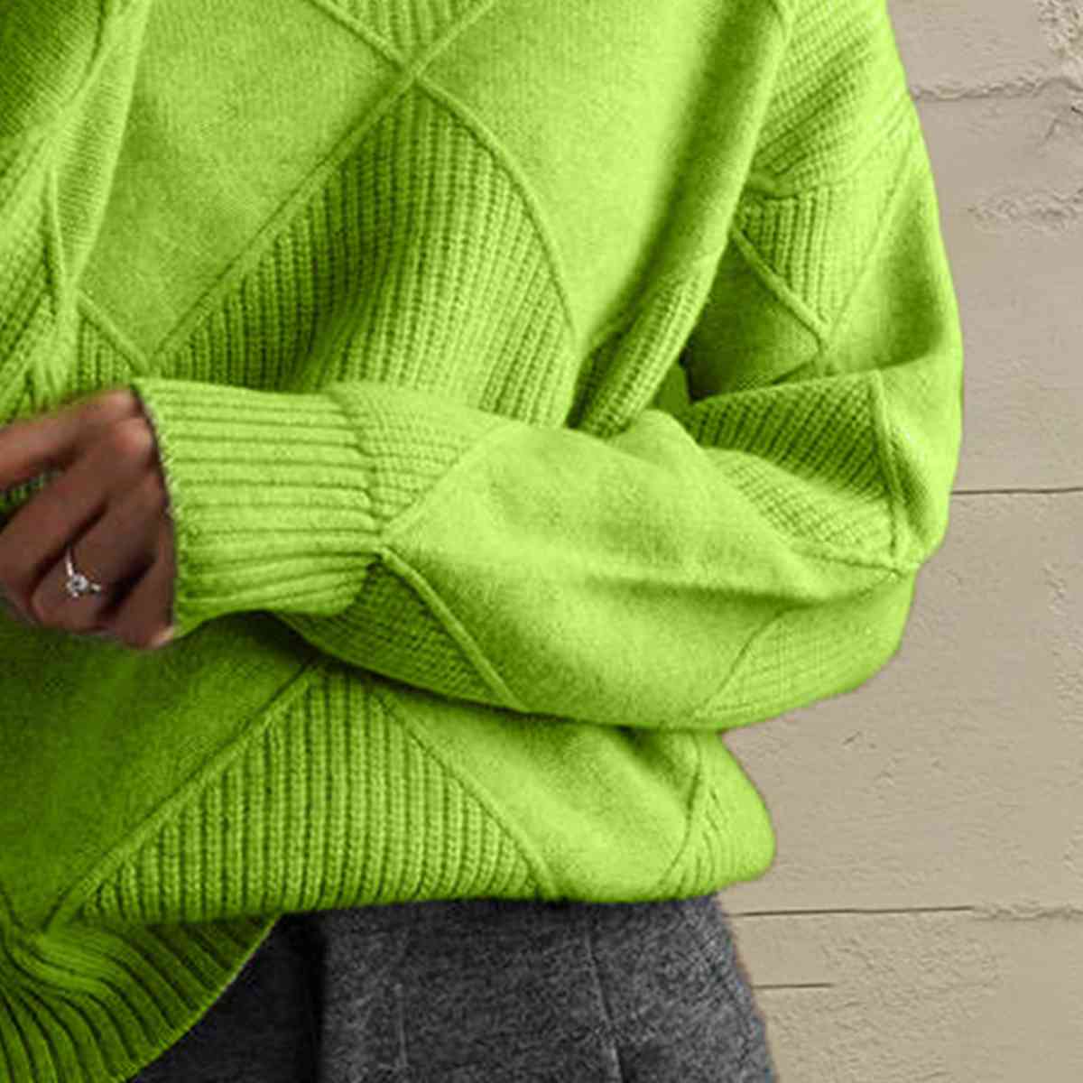 Geometric Turtleneck Long Sleeve Sweater - Create the impossible