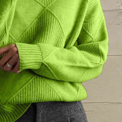Geometric Turtleneck Long Sleeve Sweater - Create the impossible