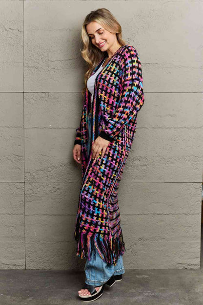 Multicolored Open Front Fringe Hem Cardigan - Create the impossible