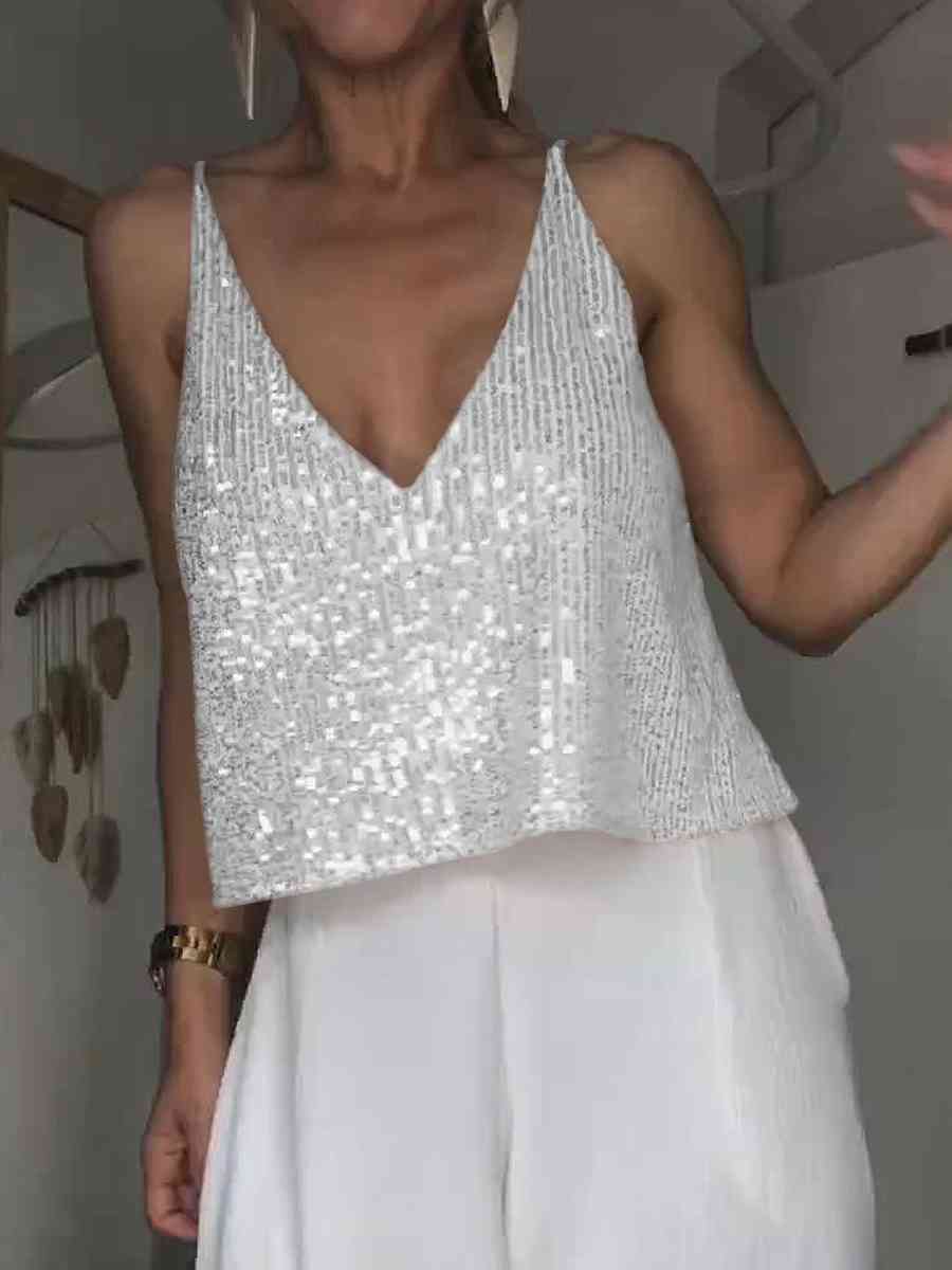 Sequin Deep V Tank