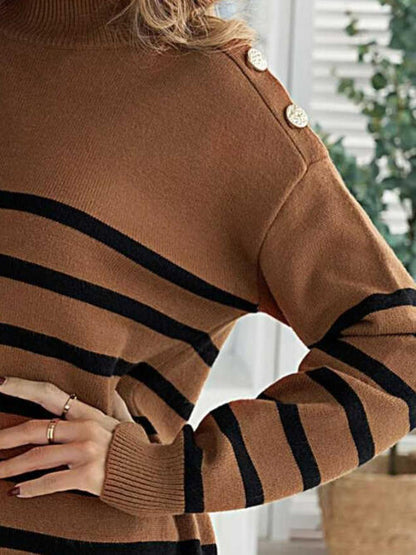 Striped Shoulder Detail Sweater