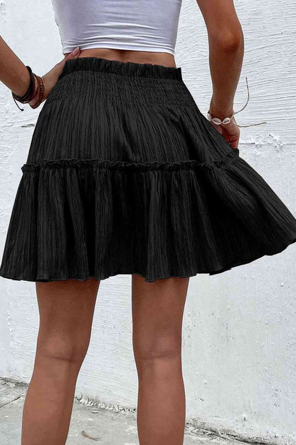 Smocked Waist Frill Trim Skirt