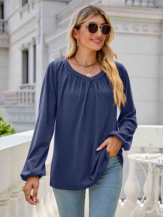 V-Neck Long Sleeve Blouse - Create the impossible