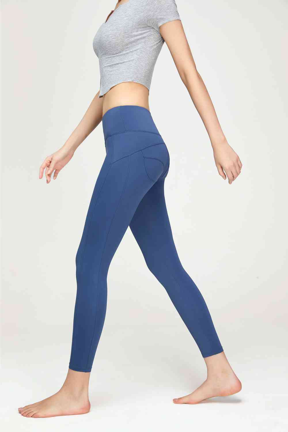 Seam Detail Wide Waistband Sports Leggings