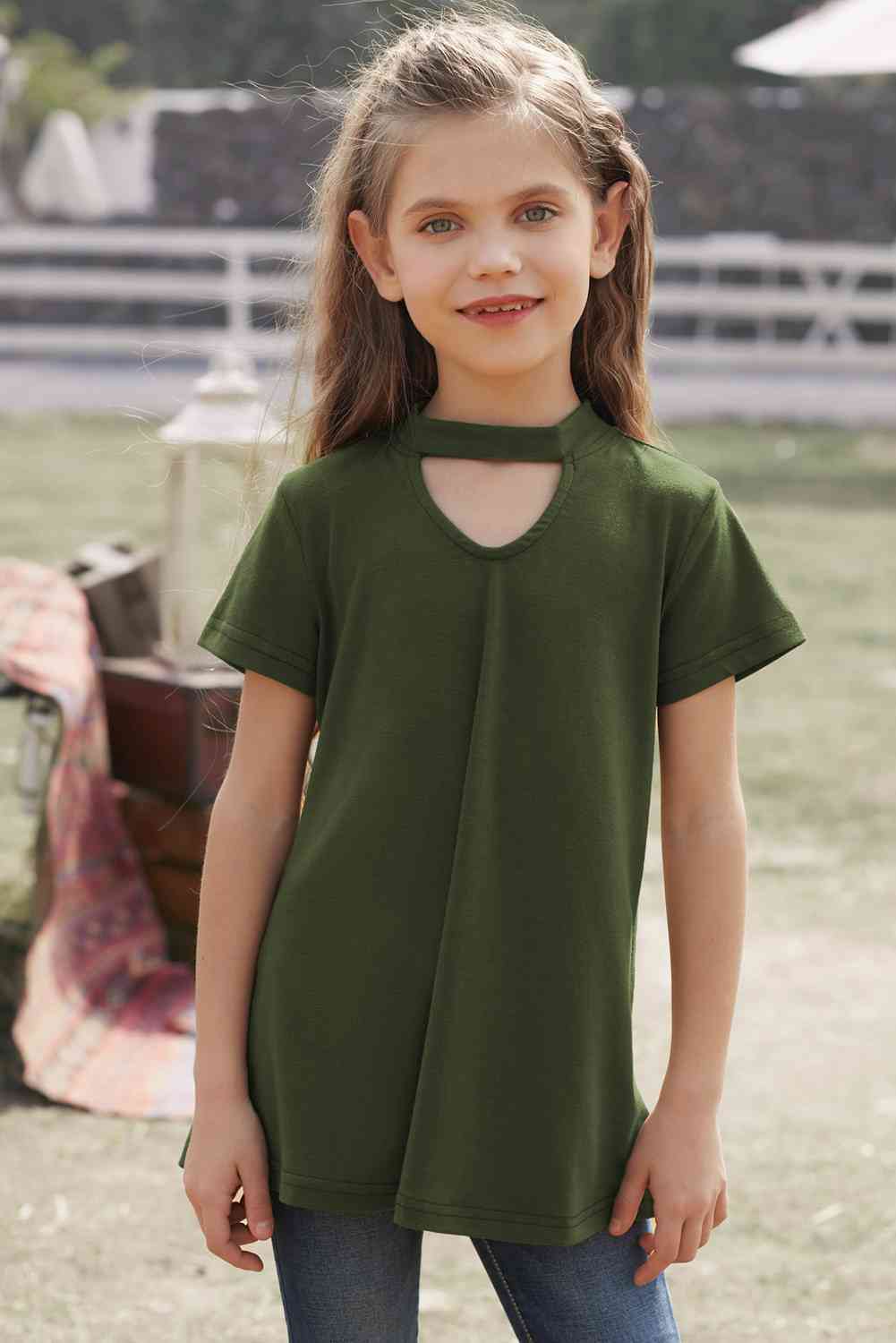 Girls Cutout Short Sleeve T-Shirt