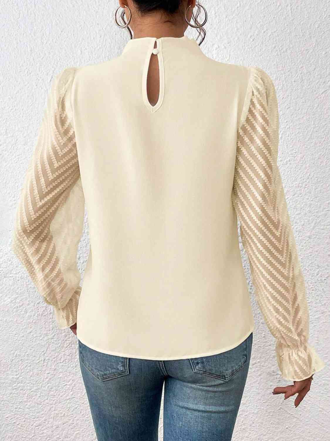 Mock Neck Flounce Sleeve Blouse - Create the impossible