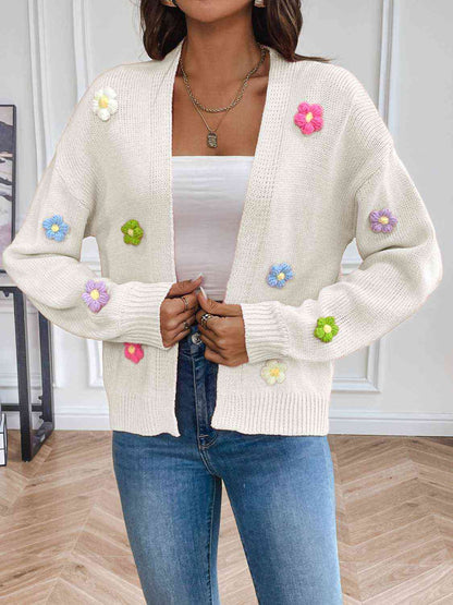 Floral Long Sleeve Open Front Cardigan - Create the impossible